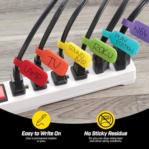 Wrap-It Storage - Cable Labels, Medium, Multi-Color (60-Pack) Write On Cord Tags for Wire Management and Identification - color: Assorted Colors, size: Medium (Pack of 2)