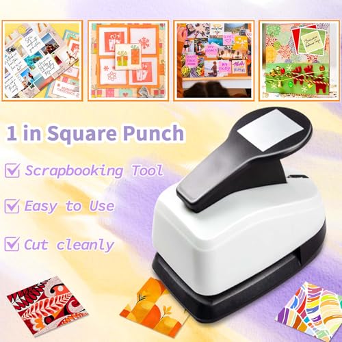 Square Punch for Crafts Square Hole Punch 1 inch Paper Punches for Crafting Squares Shape Hole Puncher for Crafts Scrapbooking - size: 1 in
