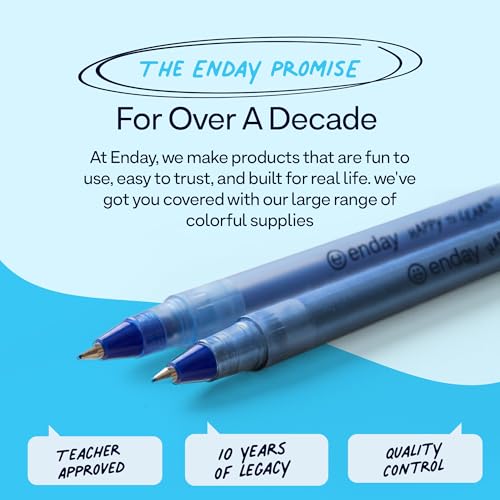 Enday Blue Pens Ballpoint, Long Lasting Blue Ink Pens Bulk 240 Pack, Smooth and Consistent Writing Pens, Medium Point (1.0mm) Ball Point Pens Blue, Flexible Round Barrel for Writing Comfort - color: Blue