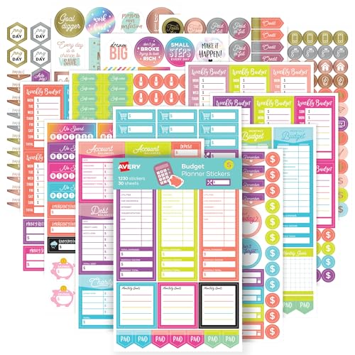 Avery Budget Planner Stickers Pack, 30 Sticker Sheets, 1,230 Total, Expense Tracker and Finance Planners, Journals or Calendars (6788) - color: Budget Pack