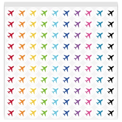 500Pcs/5 Sheets Plane Planner Sticker Mini Planner Stickers 1/2 Inch Colorful Cute Plane Marking Location Labels for Scrapbooking Calendars Journals DIY Creative Craft Projects Decoration - style: Airplane