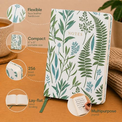 WORLD TRAVELER Eccolo A5 Lined Journal 256 Ivory Pages Lay Flat 6x8 - color: Greenery