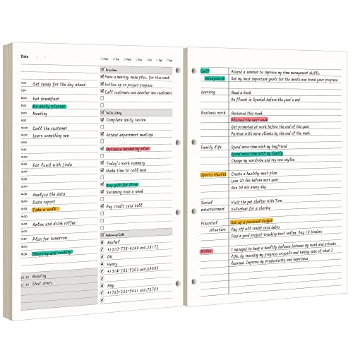 EMSHOI Undated Hourly Daily Planner Refills, 160 Pages, A4 (8.5" x 11.5") - color: Planner Refills