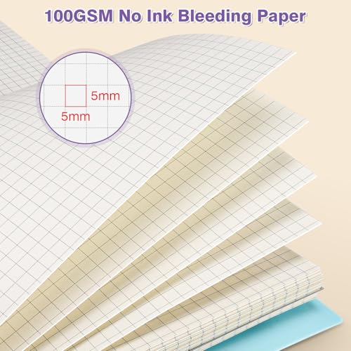 Graph Paper Notebook 8.5" X 11": 5 Subject Graphing Notebook with Dividers - color: Purple
