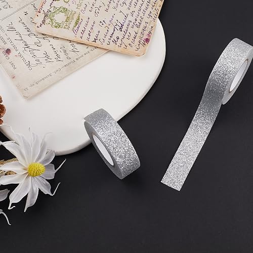 GORGECRAFT 3 Rolls 16.4 Yard x 0.6 Inch Silver Adhesive Tape Foil Masking Tapes Shinny Silver Tape Washi Paper Tape for DIY Scrapbook Decorative Adhesive Tapes Photo Album - color: Silver