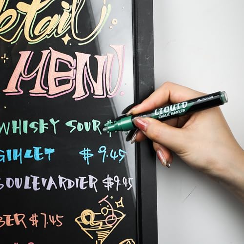Liquid Chalk Markers, 8 Pack Metallic Colors with 2-3mm Bullet Tip | For Chalkboard, Menu Board,Blackboard,Glass, Car Window & Non-Porous Surfaces | Dust-Free, Easy to Wipe Off, Odorless & Non-Toxic - color: Metallic