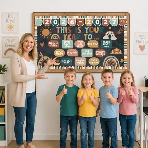 This is Your Year Bulletin Board Decorations Classroom Decor Sets | Back to School Bulletin Board Set, Classroom Bulletin Board Decoration, Boho Paper Cutouts Decor, Wall Decor Supplies - color: This is Your Year