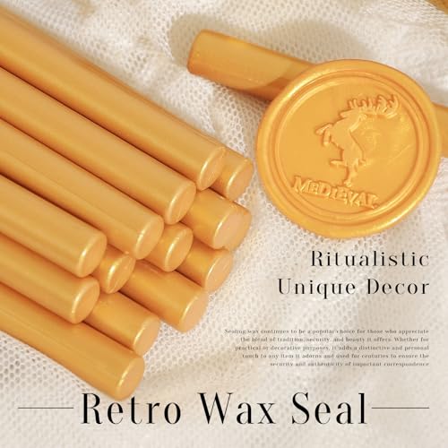 TELOSMA Mini Glue Gun Sealing Wax Sticks, Amber Gold, 16 Pack | Fits mini glue gun, DIY seal crafts for wedding invitations, Christmas cards, Envelope, Seat Card, Menu, Gift wrap, Snail mai - color: Amber gold, size: Small
