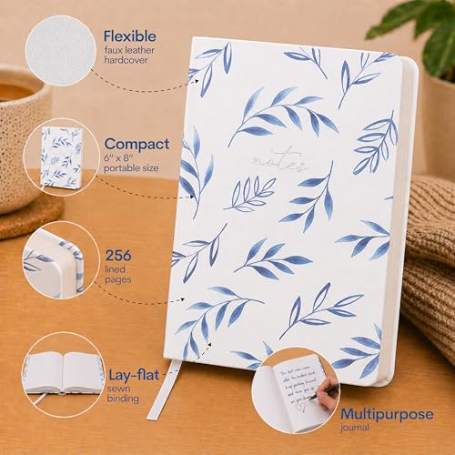 WORLD TRAVELER Eccolo A5 Lined Journal 256 Ivory Pages Lay Flat 6x8 - color: Watercolor Foliage