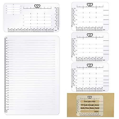 Teling 5 Pack Straight Line Stencil for Journaling, Stencil Templates Set
