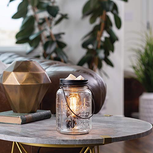 Candle Warmers Etc. Vintage Style Bulb Fragrance Warmer- Light-Up Warmer for Warming Scented Candle Wax Melts and Tarts or Essential Oils to Freshen Room, Clear Mason Jar - size: Glass Mason Jar