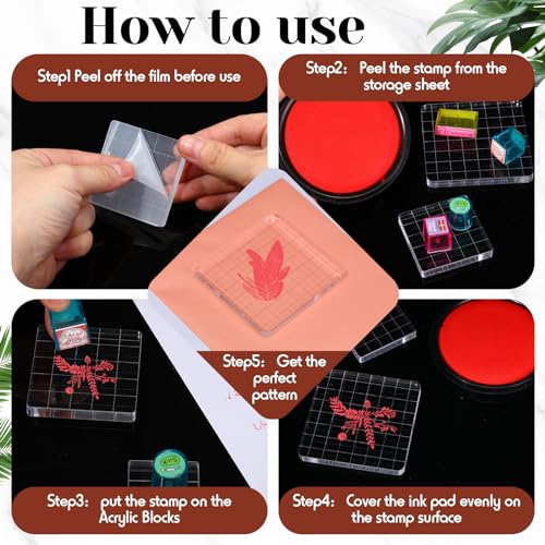 Mudder 7 Pcs Acrylic Stamp Blocks Set with Grid Lines,Straight Edge - style: Straight Edge