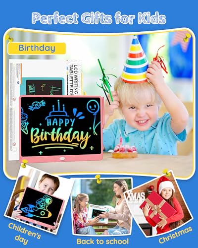 TEKFUN 16inch LCD Writing Tablet Drawing Board, Teen Girl Boy Gifts Age 10 and Up, Birthday Gifts for All Age Groups, Erasable Writing Tablet for Business Meeting (Pink) - color: Pink, size: 16 Inch