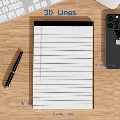 Nichela Legal Pads 4 Pack of Note Pads 6 x 9 Inch Notepad 21lb Thick Paper Legal Pad 30 Sheets Note Pad College Ruled Small Legal Pads 29 Lines Writing Pads for Writing, Sketching, and Note-Taking - style: White-4 Pack