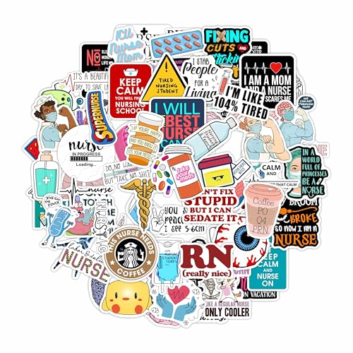 100Pcs Funny Nurse Stickers, Funny Nurse Gifts, Nursing Stickers, Medical Decals for Computer, Cups, Planner Laptop Decals, Gifts for Women & Men - color: Nurse Stickers