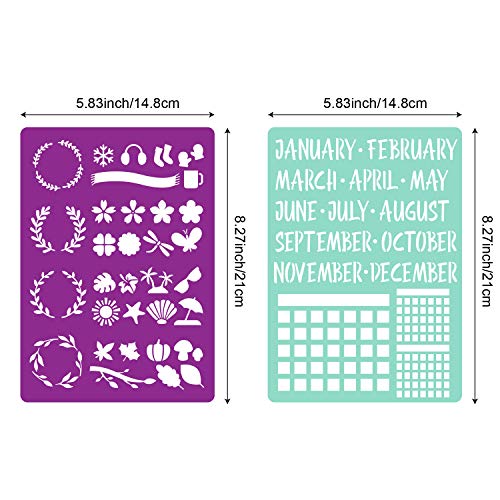 Ultimate Productivity Journal Stencil Set for Dotted Journals-A5 Dotted Planners Calendars Habit Record Bullet Dotted Journal Planners, DIY Templates to Create Calendars, Lists, Letters, Numbers