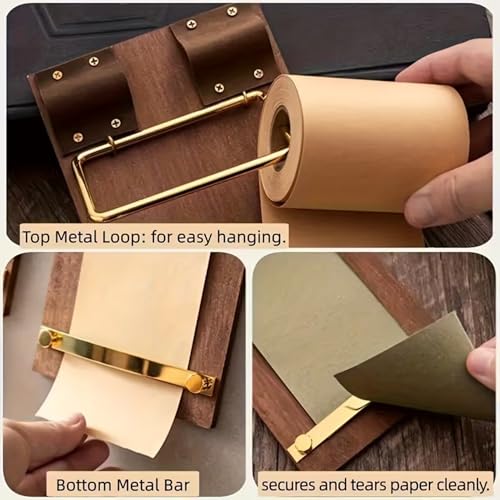Vintage Hanging Clipboard Memo Board with TeaGreen Kraft Paper Roll