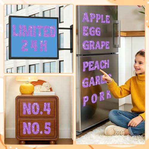Bulletin Board Letters 129 PCS Glitter Letter Stickers Large 4 Inch, Purple - color: Purple, size: 4 Inch