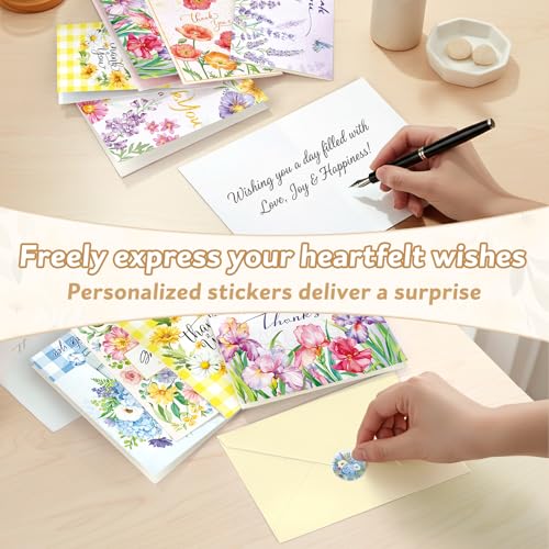 Thank You Cards 48 Bulk with Envelopes & Stickers 10x15cm for Kids Friends - color: Thank you 1