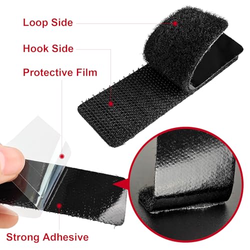 Nylon Heavy Duty Hook and Loop Tape with Adhesive, Double Sided Strong Backing Tape for Crafts, Office, Wall Adhesive Tape (20 Sets of 1x5 inch) - size: 20 Sets - 1 inch x 5 inch Black