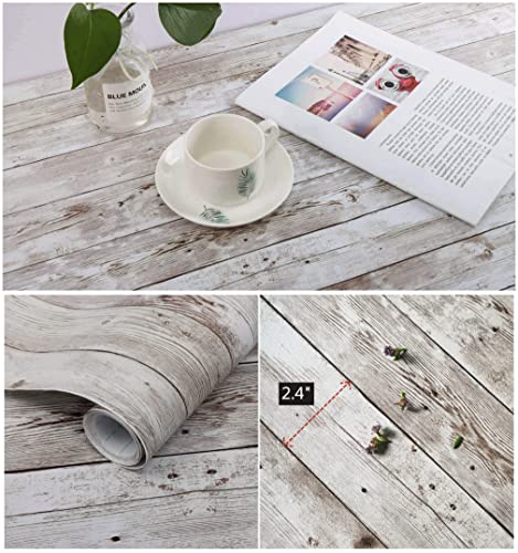 Heroad 17.7''x196'' Contact Paper Peel and Stick Wallpaper Wood Grain Contact Paper for Cabinets Countertop Waterproof Removable Wallpaper Self Adhesive Decorative Shiplap Papel Tapiz para Pared - size: 17.7" x 197"