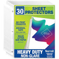 Samsill 30 Pack Heavy Duty Sheet Protectors, Non-Glare, 8.5x11 Inch Page Protectors for 3 Ring Binder, Letter Size Protectors, Reinforced Holes, Non-Glare Document Sleeve, Top Loading, Acid Free - size: 30 Pack, style: Non-Glare
