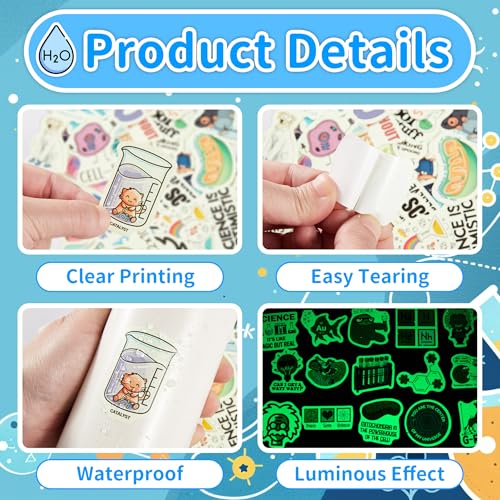 60 Pcs Glow in The Dark Natural Science Stickers - color: Luminescent-346kscp