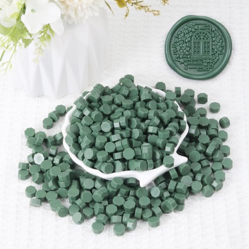 Olive Green Wax Seal Beads, HOSEALING Premium 360pcs Sealing Beads for Wax Seal Stamp, Green Sealing Wax Pellets Refill Pack for Wax Seal Kit, Wedding Invitations, Envelope Letter Sealing - color: Olive Green