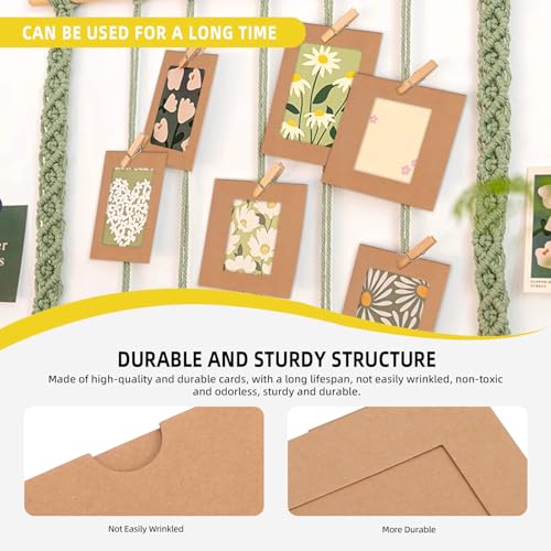50 Set Brown Paper Picture Frames, Includes 3" 4" 5" 6" 7" Cardboard Hanging Photo Frames with Wooden Clips, Strings for Home Decor - color: Brown, size: 5 Sizes