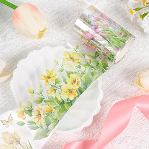 Sitsink PET Tape for Journal Scrapbooking - Yellow Floral PET Tape Stickers for Crafts Junk Journal Supplies Notebook Scrapbook DIY Decor - style: Green Bushes