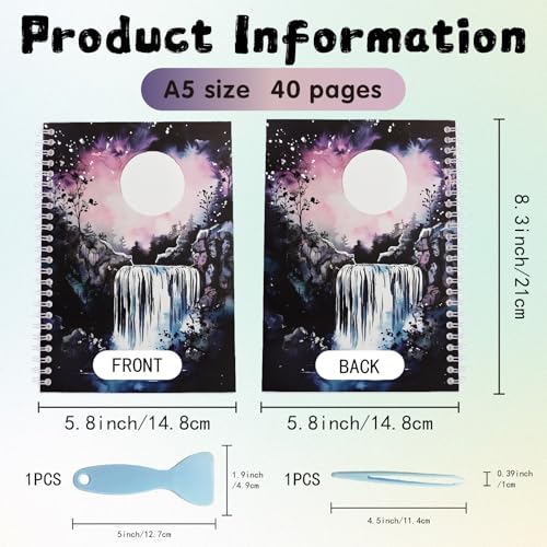 CRASPIRE Reusable Sticker Collection Book 40 Pages Waterfall Album Sticker Storage 8.26x5.82In Double-Sided Waterproof Blank Pasteable Notebook with Tools for Adults Release Paper Holder Organizer - style: Waterfall-034
