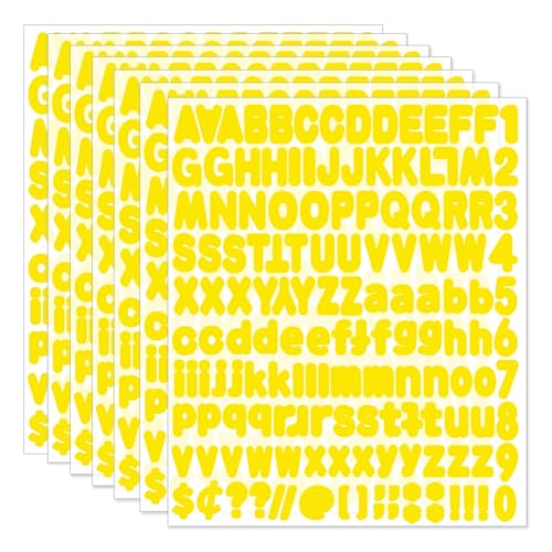 Alphabet Stickers, 1'' Yellow Letter Stickers - 12 Sheets, Self-Adhesive Vinyl for Mailbox Numbers, Bulletin Boards, Classroom & Home Decor - color: Yellow, size: 1Inch