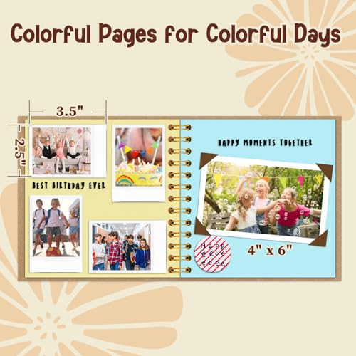 Children's Art Journal Scrapbook 7 Inch Khaki | Spiral bound hardcover, 20 sheets/40 pages, for drawing writing photos stickers, creative gift for kids - color: Khaki, size: 7"x7"