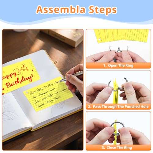 300 PCS Index Cards 3x5 Inches, Yellow Flash Cards with Ring - color: Yellow, size: 3x5 Inch