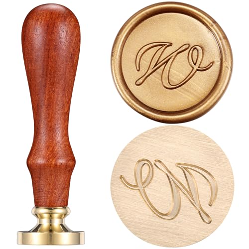 Yoption Handwriting Letter W Wax Seal Stamp Kit with Antique Gold Wax Beads - color: W