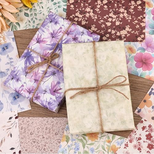 180 Sheets Vintage Floral Scrapbook Paper - 9 Themes Aesthetic Small Flowers Pattern, Decorative Craft DIY Paper Kit for Bullet Journal, Junk Journal Supplies, Collage, Cardmaking 5.5x8 Inch - color: Floral Prints 9 Theme
