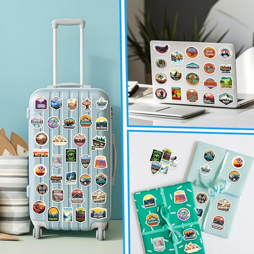 Outdoor Nature National Park Sticker for Water Bottle, 50 Pcs Adults Kids Natural Scenery Waterproof Vinyl Travel Laptop Decals, Bicycle Luggage Phone Case Skateboard Decor - color: National Park-ls-pvc-188kshr