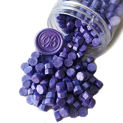 400 Pieces Sealing Wax Beads for Seal Stamp, PORXFLY Wax Seal Beads Great for Wedding Invitations, Wine Packages,Cards Envelopes, Gift Wrapping (Pearlescent Violet) - color: Pearlescent Violet