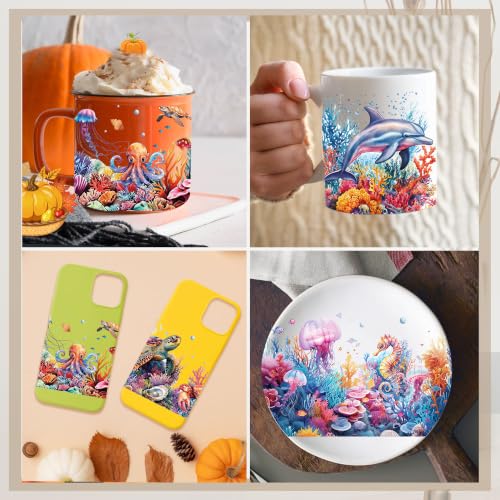 CRASHOT Ocean UV DTF Cup Wraps, Marine Animal Transfer Stickers, 4 Pcs - color: Ocean921