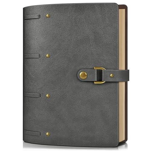 Leather Journal Notebook, A6 Size 5.3 x 7 inches 260 Lined Pages-Dusty Blue - color: Dusty Blue, size: 5.3*7inch