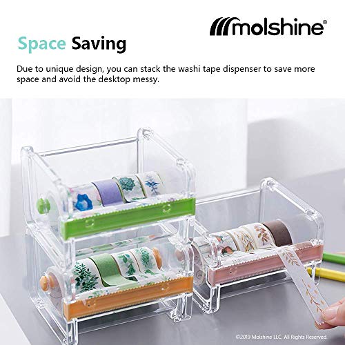 2 Pack Transparent Desktop Multi Washi Masking Sticker Storage Dispenser,Sticker Cutter,Sticker Roll Holder (Not Include Masking Sticker)(Yellow) - color: Yellow