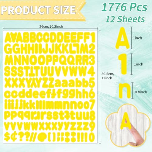 Alphabet Stickers, 1'' Yellow Letter Stickers - 12 Sheets, Self-Adhesive Vinyl for Mailbox Numbers, Bulletin Boards, Classroom & Home Decor (Pack of 3) - color: Yellow, size: 1Inch (Pack of 3)
