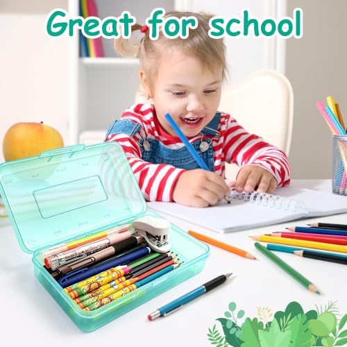 Pencil Box,Hard Plastic Pencil Box Large Capacity Crayon Case,Organizer Plastic Containers with Snap Lid, Stackable Storage Boxes for Art Craft Office & Classroom Back to School Supplies, Fresh Green - color: Fresh Green