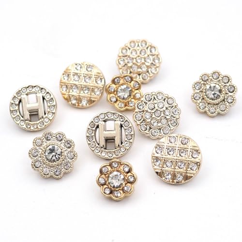80PCS Plastic Embellishment Buttons with Rhinestones Set for Coat，Suits，Knitting Sweaters, Sewing Crafting, Replacement, Handmade Crafts stored in a Plastic Box（5 Styles Mixed）