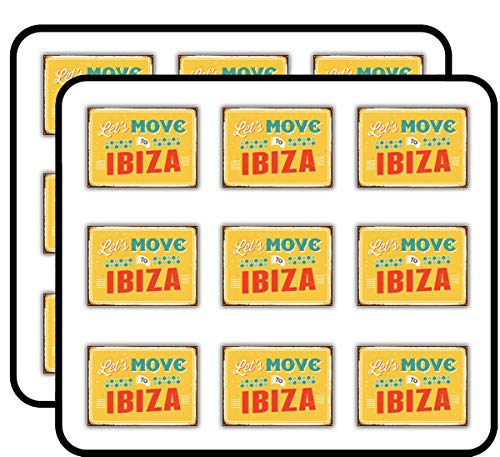 Let's Move to Ibiza Vintage Travel Label Art Decor Planner Calendar Scrapbooking Crafting Stickers 2" Each 18 Pack