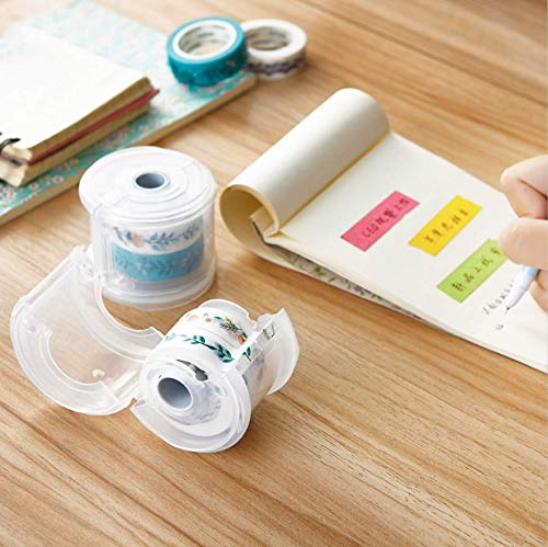 YUBBAEX Washi Tape Dispenser Tape Organzier Plastic Portable Office Holder for Arts, DIY Crafts, Journal Supplies, Scrapbooking -Cylindrical- (60mm) (Transparent)