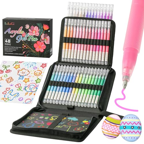 LIUILUCAI Acrylic Gel Pens for Coloring, 48 Colored Pens with Case - color: 48 coloring