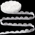 4 Yards White Lace Trim, Scalloped Edge Crocheted Lace Ribbons - color: White (5 yards x 0.59" W)