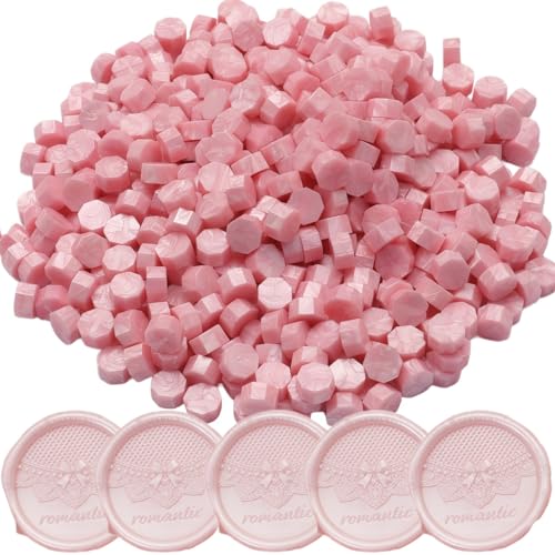 400pcs Wax Seal Beads Pearl Pink Premium Sealing Wax Beads, Octagon Seal Stamp Pellets Refill Pack for Wedding Invitations Sealing Stamp Bead Xmas Gift Wrapping & Bridal Crafts (Pearl Pink) - color: Pearl Pink
