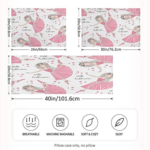 AUUXVA Girl Satin Pillowcase for Hair and Skin, Standard Size Ballet Ballerina Princess Pillow Sham with Envelope Closure Decorative Pillow Cover for Bedroom Cute Kids Pillow Case - color: Cute Ballet Girl, size: 20x26in